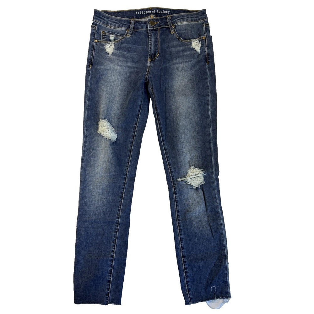 Articles Of Society‎ Women's 27 Sexy Ripped Skinny Jeans Frayed Hem Indie Sleaze